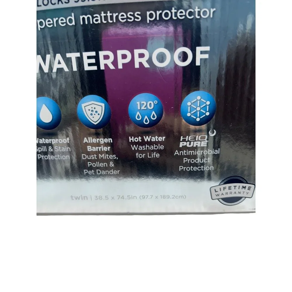 Allerease Twin Size Waterproof Zippered Mattress Protector Purely Clean Pro - Picture 2 of 7